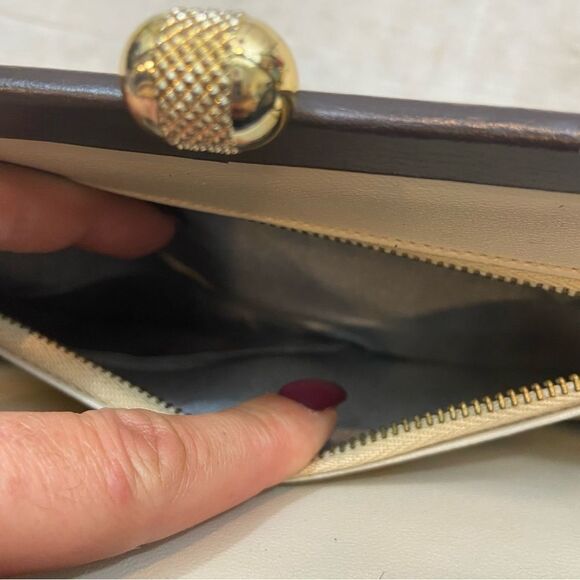 Vintage‎ Triangle New York Brown Leather Handbag Classic Style - Picture 15 of 16